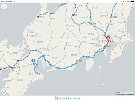 亀山～伊勢市～東京18切符食べ歩き旅復路路線図
