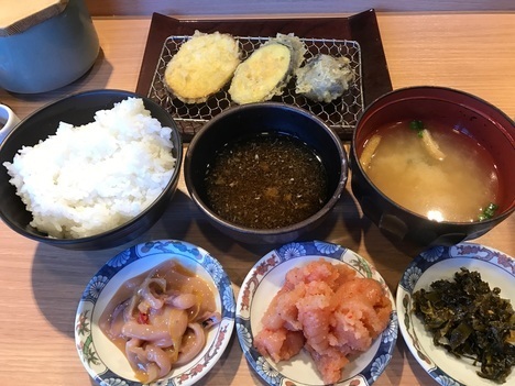 博多天ぷら木場やまみ明太子高菜塩辛食べ放題付き定食