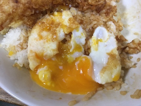 石田食堂利根川天丼特盛り半熟卵天