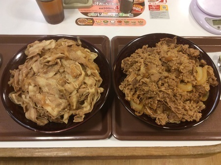 すき家キング牛丼キング豚丼ダブル大食い上アングル