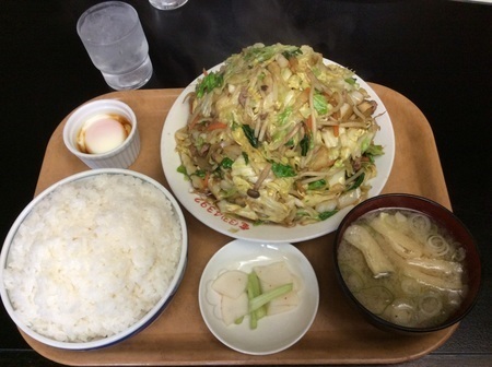 長岡喜味屋デカ盛り野菜炒め定食